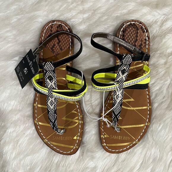 NEW Sam & Libby Kylie Multicolor Stud Strap Ankle Wrap Flat Thong Sandal 5.5 NWT - Picture 3 of 13
